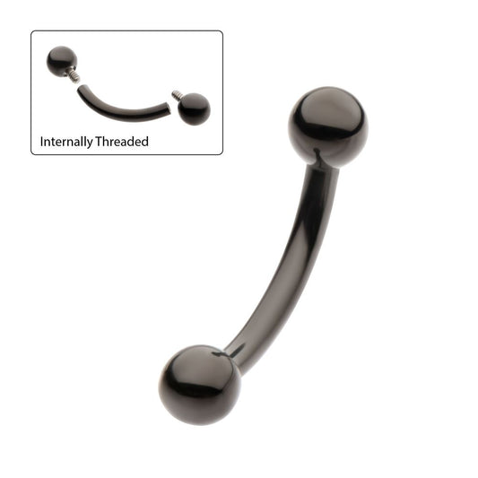 Black PVD Titanium-Internally Threaded Ball End Curved Barbell