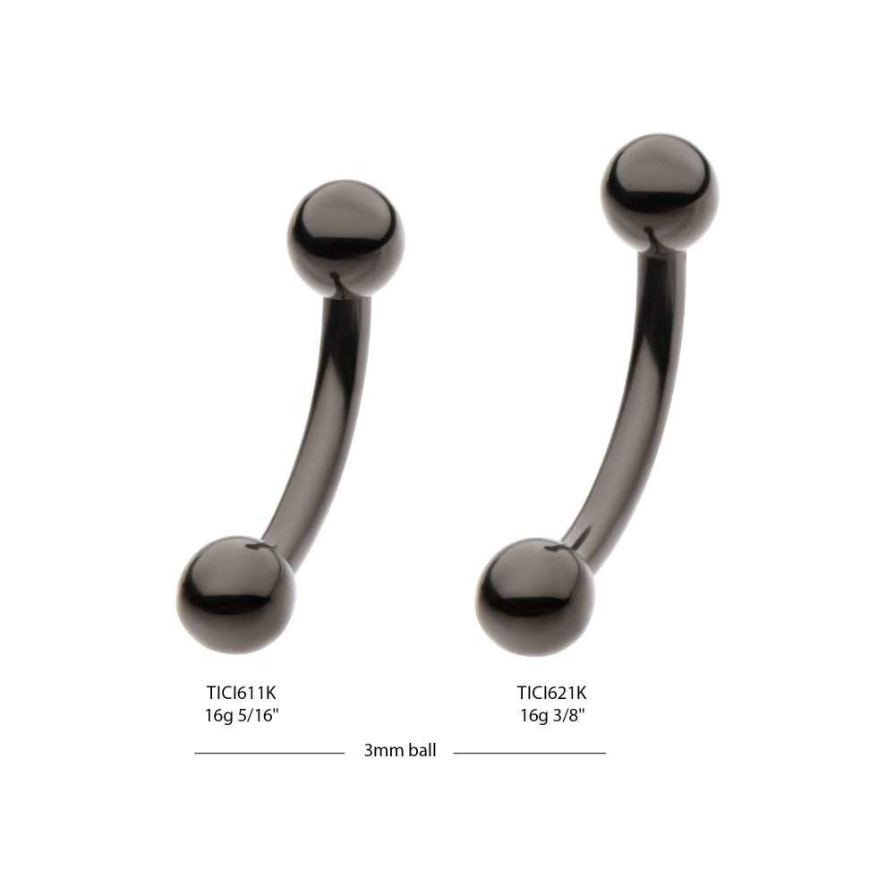 Black PVD Titanium-Internally Threaded Ball End Curved Barbell