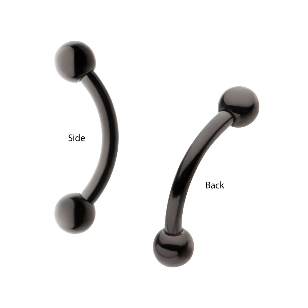 Black PVD Titanium-Internally Threaded Ball End Curved Barbell