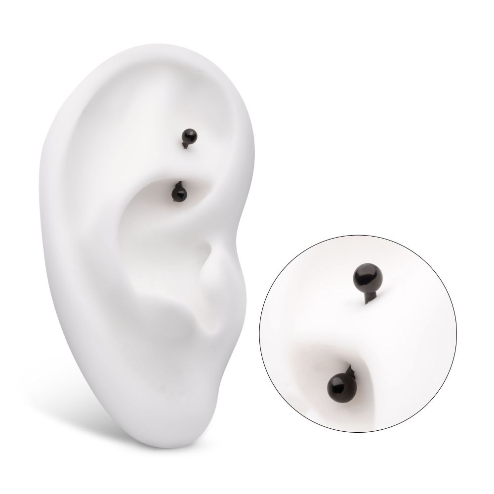 Black PVD Titanium-Internally Threaded Ball End Curved Barbell