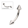 Titanium Internally Threaded Spike End Curved Barbell