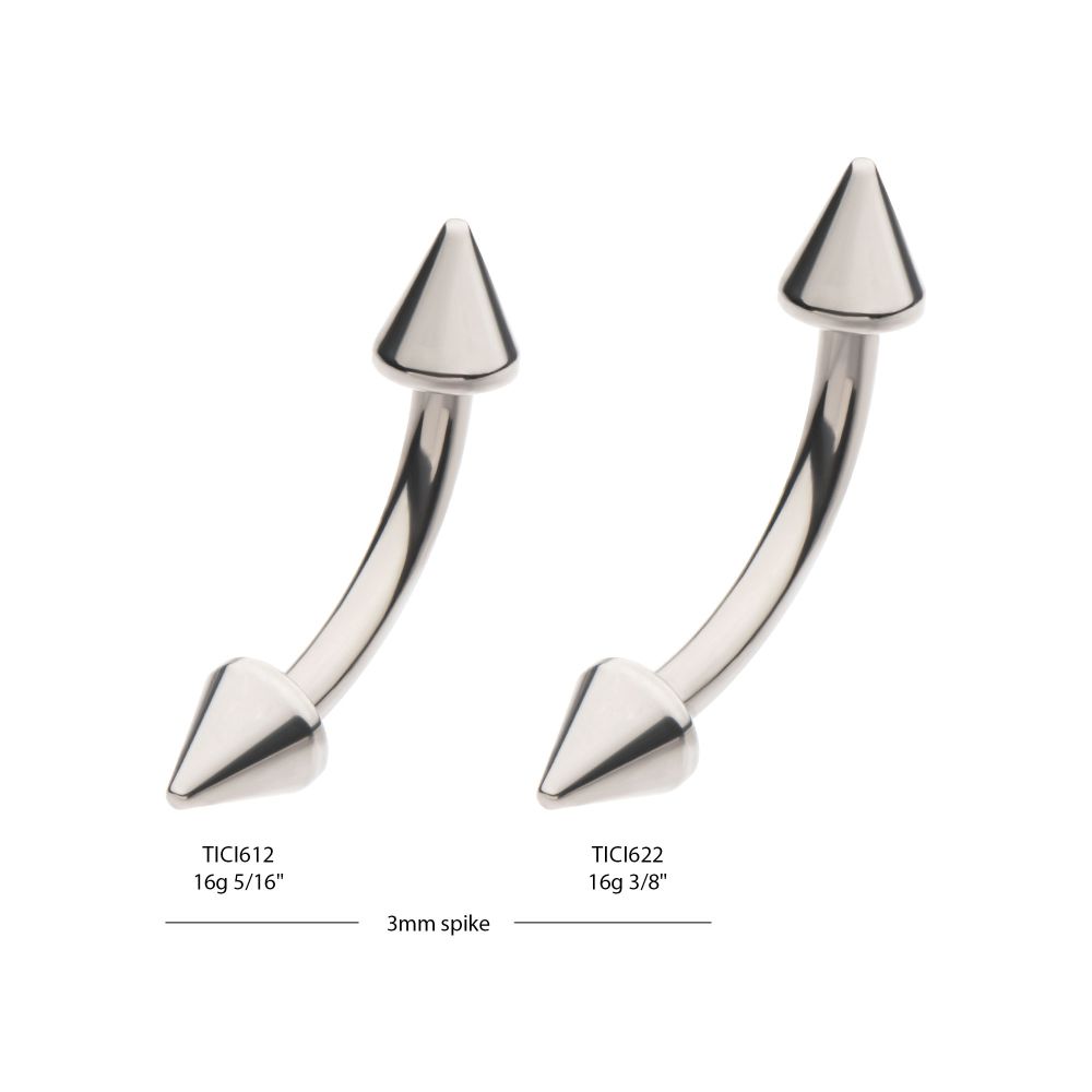 Titanium Internally Threaded Spike End Curved Barbell