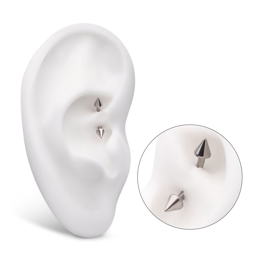 Titanium Internally Threaded Spike End Curved Barbell