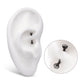 Black PVD Titanium Internally Threaded Double Bezel Gem End Curved Barbell