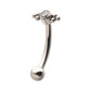 Titanium Internally Threaded with Tri Bead Bezel Set CZ Cluster Fixed Top Curved Barbell