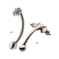 Titanium Internally Threaded with Beaded Bezel Set CZ 3-Cluster Fixed Top Curved Barbell