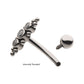 Titanium Internally Threaded with Beaded Bezel Set CZ 3-Cluster Fixed Top Curved Barbell