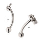 Titanium Internally Threaded with Tri Bead & 3-Cluster Bezel Set Clear AAA CZ Fixed Top Curved Barbell