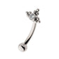 Titanium Internally Threaded with Tri Beads Set & Bezel Set Clear AAA CZ Fixed Top Curved Barbell