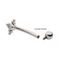 Titanium Internally Threaded with Tri Beads Set & Bezel Set Clear AAA CZ Fixed Top Curved Barbell