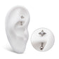 Titanium Internally Threaded with Tri Beads Set & Bezel Set Clear AAA CZ Fixed Top Curved Barbell