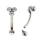 Titanium Internally Threaded Bezel Round CZ Trinity Fixed Top Curved Barbell
