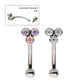 Titanium Internally Threaded Trinity Bezel Gem Fixed Top Curved Barbell