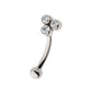 Titanium Internally Threaded Bezel Round CZ Trinity Fixed Top Curved Barbell