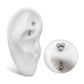 Titanium Internally Threaded Trinity Bezel Gem Fixed Top Curved Barbell