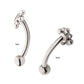 Titanium Internally Threaded with Beads Around Bezel Set Clear AAA CZ Flower Fixed Top Curved Barbell
