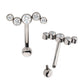 Titanium Internally Threaded with Bezel Set Clear AAA CZ Oscillating 5-Cluster Fixed Top Curved Barbell