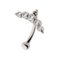 Titanium Internally Threaded with Tri Bead & 5-Cluster Bezel Set Clear AAA CZ Fixed Top Curved Barbell