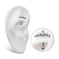 Titanium Internally Threaded with Tri Bead & 5-Cluster Bezel Set Clear AAA CZ Fixed Top Curved Barbell