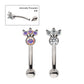 Titanium Internally Threaded Trinity Prong Set Gem & Bezel Round Gem Fixed Top Curved Barbell