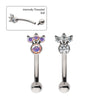 Titanium Internally Threaded Trinity Prong Set Gem & Bezel Round Gem Fixed Top Curved Barbell