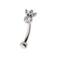 Titanium Internally Threaded with 4 Clear AAA CZ Fixed Top Curved Barbell