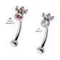 Titanium Internally Threaded Trinity Prong Set Gem & Bezel Round Gem Fixed Top Curved Barbell