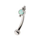 Titanium Internally Threaded Tri Bead & Bezel Set White Opal Fixed Top Curved Barbell