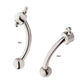 Titanium Internally Threaded Tri Bead & Bezel Set White Opal Fixed Top Curved Barbell