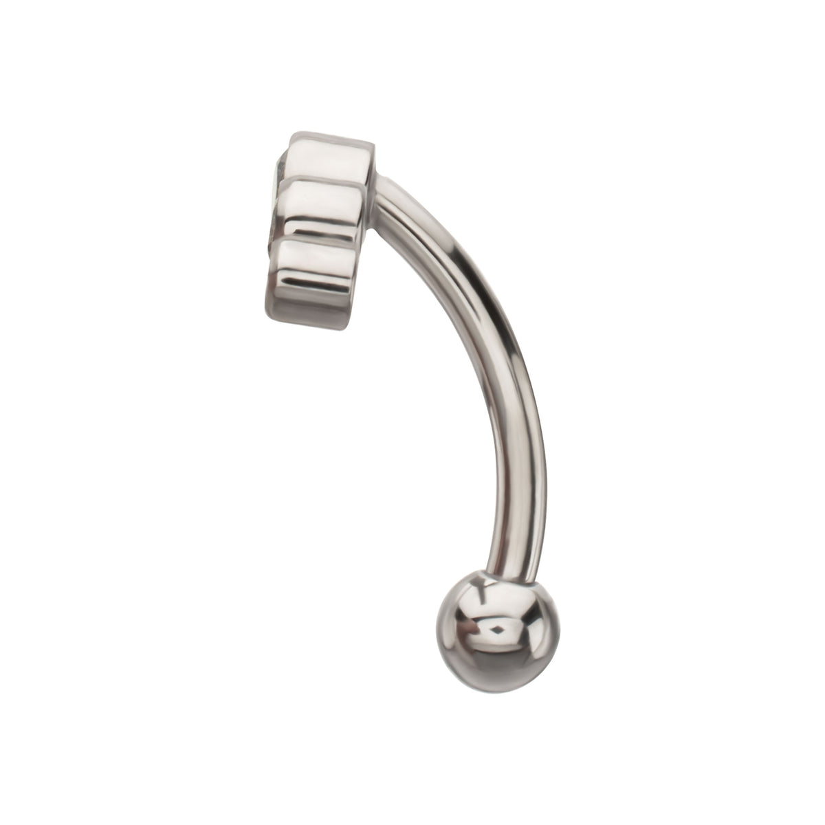 Titanium Internally Threaded 5-Cluster Bezel Set Gem Fixed Top Curved Barbell