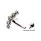 Titanium Internally Threaded 5-Cluster Bezel Set Gem Fixed Top Curved Barbell
