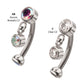 Titanium Internally Threaded Bezel Gem Fixed Top Curved Barbell with Floating Gem Dangle
