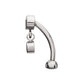 Titanium Internally Threaded Bezel Gem Fixed Top Curved Barbell with Floating Round CZ Dangle