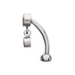 Titanium Internally Threaded Bezel Gem Fixed Top Curved Barbell with Floating Gem Dangle