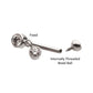 Titanium Internally Threaded Bezel Gem Fixed Top Curved Barbell with Floating Round CZ Dangle