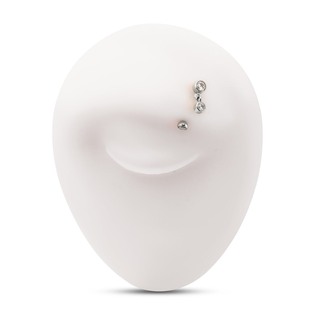 Titanium Internally Threaded Bezel Gem Fixed Top Curved Barbell with Floating Gem Dangle