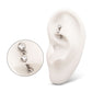 Titanium Internally Threaded Bezel Gem Fixed Top Curved Barbell with Floating Gem Dangle