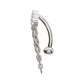 Titanium Internally Threaded 5-Cluster Prong Gem Fixed Top Curved Barbell with 5 Chain Dangle