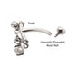 Titanium Internally Threaded Fixed Top Curved Barbell with Triple Floating Prong Gem Dangle