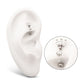 Titanium Internally Threaded V-Prong Triple Marquise Gem Fixed Top Curved Barbell with Floating Prong Gem Dangle