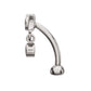 Titanium Internally Threaded Gem Triple Moon Phase Fixed Top Curved Barbell with Floating Bezel CZ Dangle
