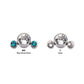 Titanium Internally Threaded 3-Bezel Set Swarovski Crystal Cluster Tops