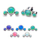 Titanium Internally Threaded 3-Bezel Set Synthetic Opal Cluster Tops