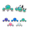 Titanium Internally Threaded 3-Bezel Set Synthetic Opal Cluster Tops