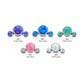 Titanium Internally Threaded 3-Bezel Set Synthetic Opal Cluster Tops