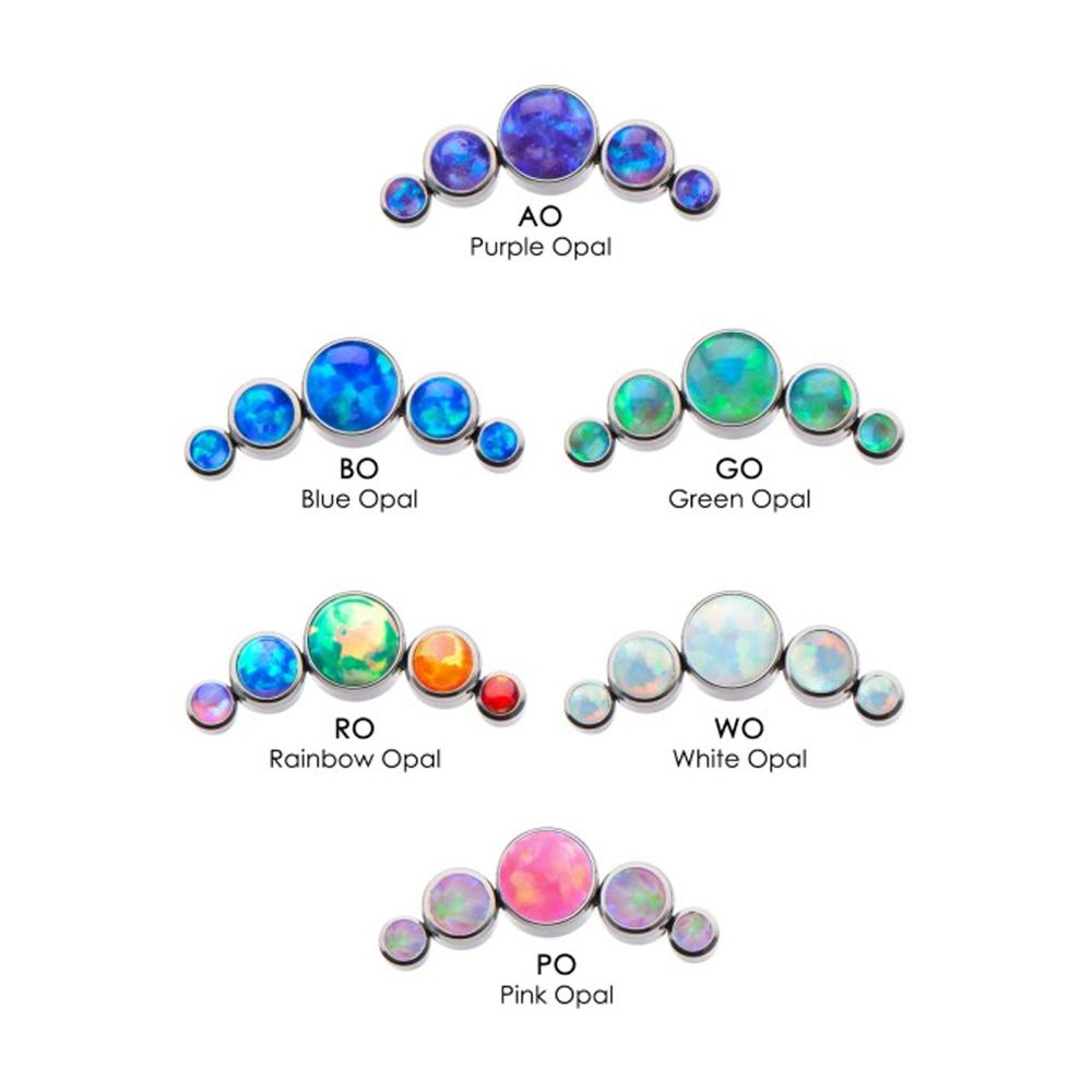 Titanium Internally Threaded 5-Bezel Set Synthetic Opal Cluster Tops