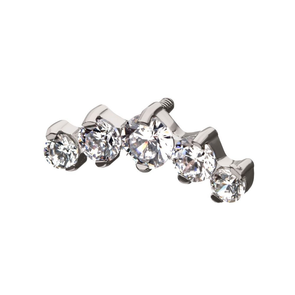 Titanium Internally Threaded 5-Prong Set CZ/Swarovski Crystal Cluster Tops