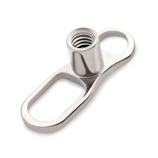 Titanium Internally Threaded with 2 Hole Dermal Anchor Base with 14g Threading