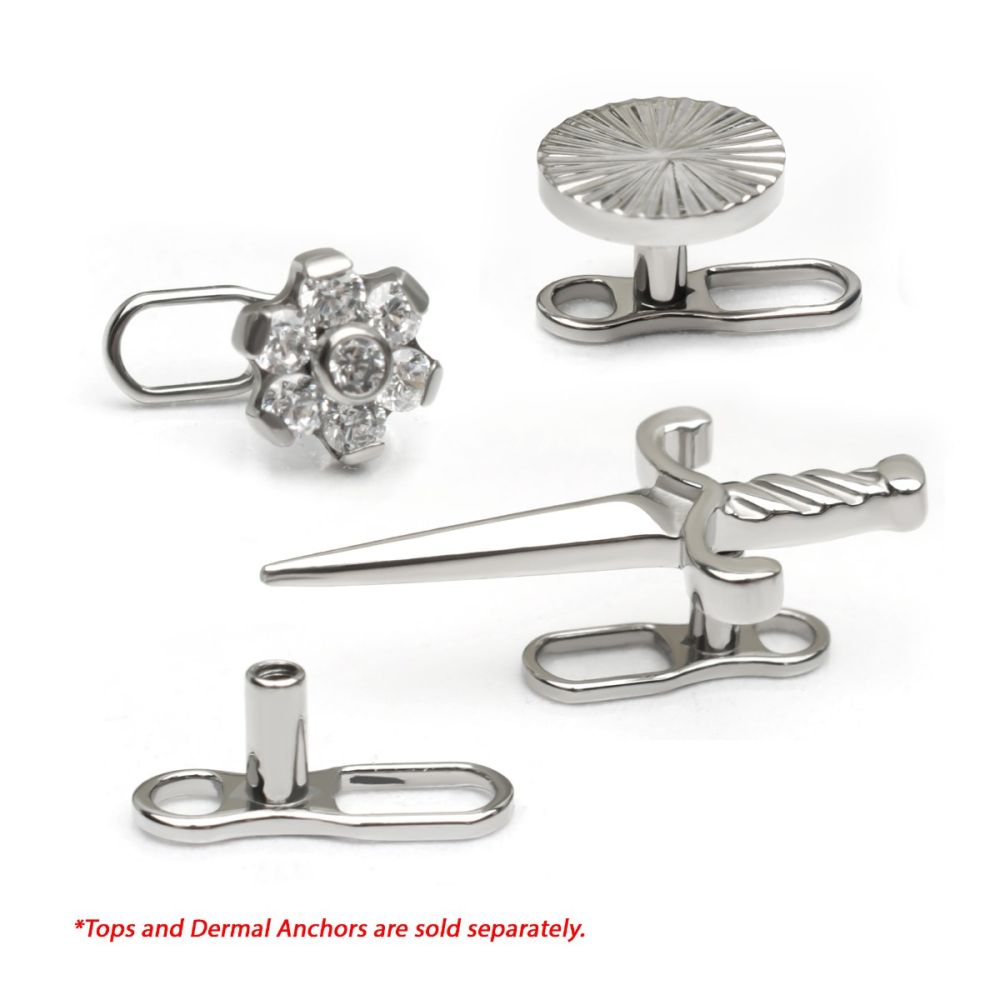 Titanium Internally Threaded with 2 Hole Dermal Anchor Base with 14g Threading