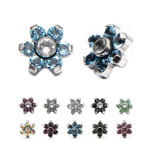 Titanium Internally Threaded Prong Set CZ Gem Flower Top